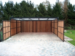 Carport with wooden walls and doors price on demand